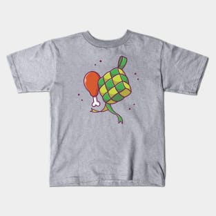 Ketupat With Fried Chicken Cartoon Kids T-Shirt